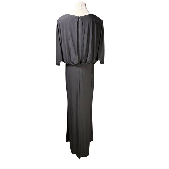 BHLDN Thorton Black Maxi Wrap Dress Sz 18 V-Neck Flutter Sleeve Gown Made In USA - Picture 2 of 15